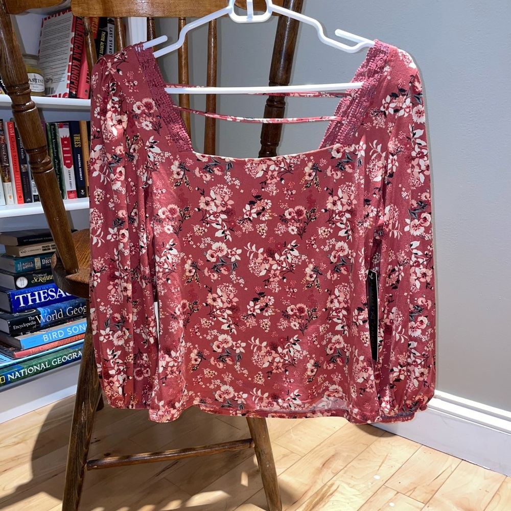 Almost Famous Dark Rose Floral Blouse